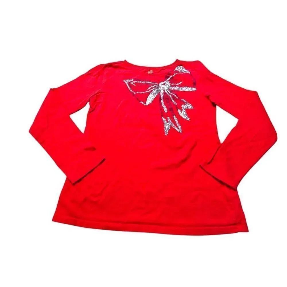 Total Girl Christmas bow shirt XL 14/16